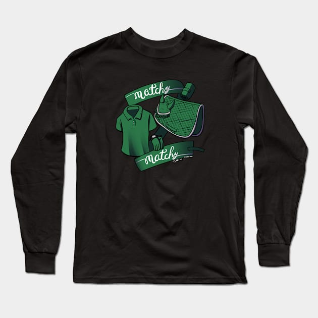 Matchy Matchy - Green Long Sleeve T-Shirt by lizstaley